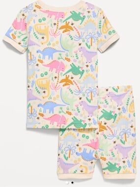Old Navy Pastel Multicolor Dinosaur Snug Fit Short Pajama Set NWT
